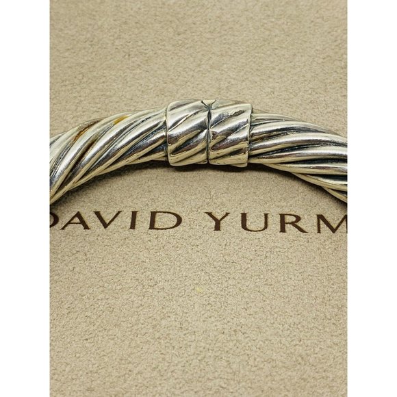David Yurman 9.5mm Cable Hematite Pink Tourmaline L14K Gold Hinged  Bracelet 7” - Picture 6 of 9